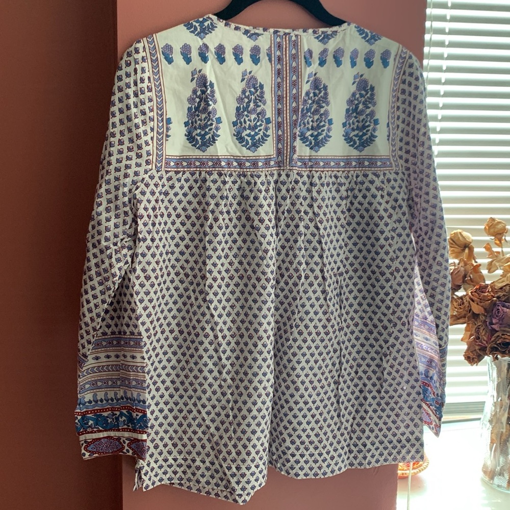 Floral Paisley Cotton Peasant Top - Picture 4 of 8